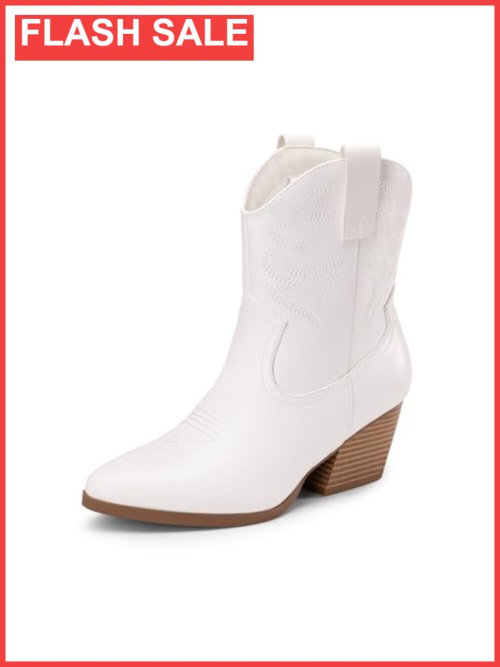 Women's Embroidered Western Cowboy Ankle Boots Faux Leather Pointed Toe Booties